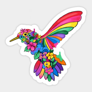 Colorful Floral Bird Sticker